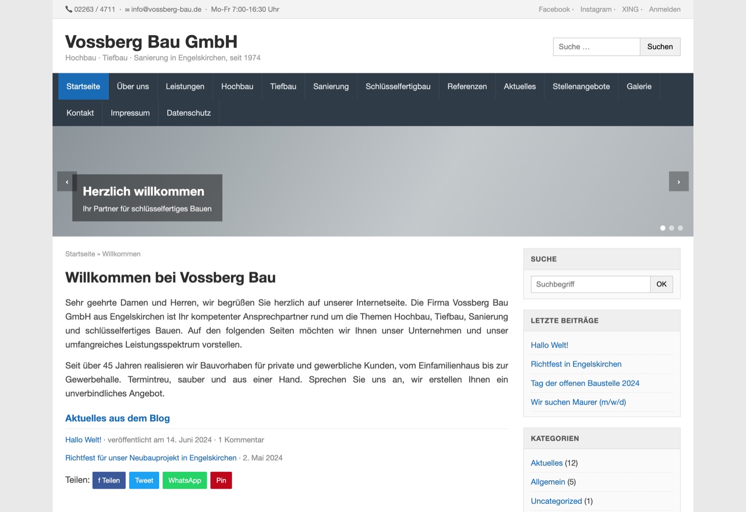 Website vor dem Relaunch